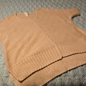 Soft Peach/Pink V Neck Short Sleeve Sweater Chicos Size 2